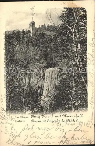 Nideck Burg Ruine mit Wasserfall Chateau Cascade Kat. Oberhaslach