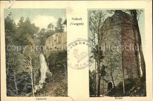 Nideck Wasserfall Burg Ruine Cascade dans les Vosges Kat. Oberhaslach