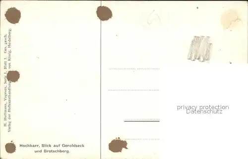 Zabern Saverne Burgruine Hohbarr Blick auf Geroldseck und Brotschberg Kuenstlerkarte