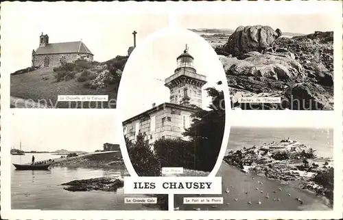 Iles Chausey Chapelle et le Calvaire Rochers de l Elephant Port Phare Land Grande Cale Kat. Granville