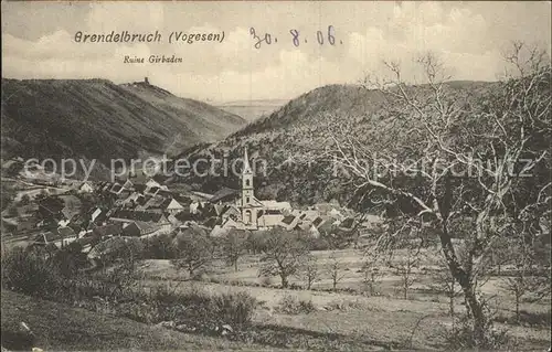 Grendelbruch Bas Rhin Alsace Ortsansicht mit Kirche Ruine Girbaden Vogesen Kat. Grendelbruch