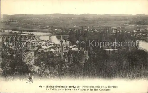 Saint Germain en Laye Panorama pris de la Terrasse Vallee de la Seine Viaduc Iles Corbieres Kat. Saint Germain en Laye