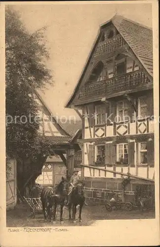 Alteckendorf Bauernhaus Pferdefuhrwerk Kat. Alteckendorf