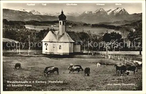 Kienberg Oberbayern Wendelinskapelle mit Alpen Kat. Kienberg