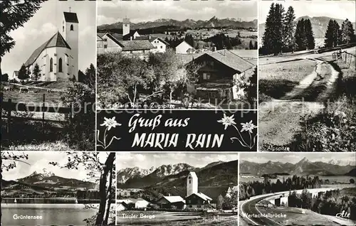 Maria Rain Allgaeu Gruentensee Wertachtalbruecke Alpspitze Zugspitze  Kat. Mittelberg Oy