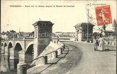 Tournus Pont sur la Saone depuis la Route de Lacrost Kat. Tournus