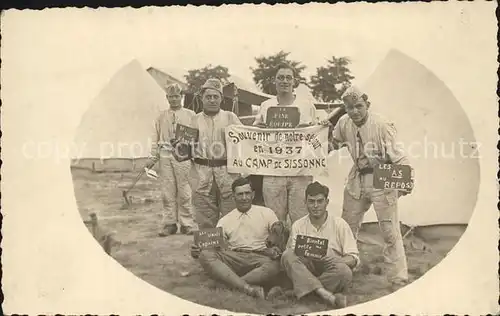 Sissonne Aisne Souvenir du Camp Gruppenfoto Kat. Sissonne