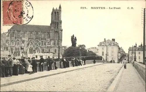 Mantes sur Seine Le Pont Eglise Kat. Mantes la Jolie