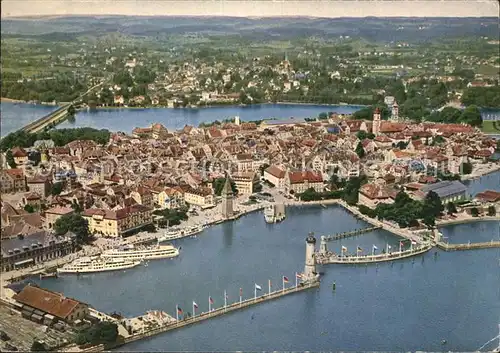 Lindau Bodensee Fliegeraufnahme Hafen Kat. Lindau (Bodensee)