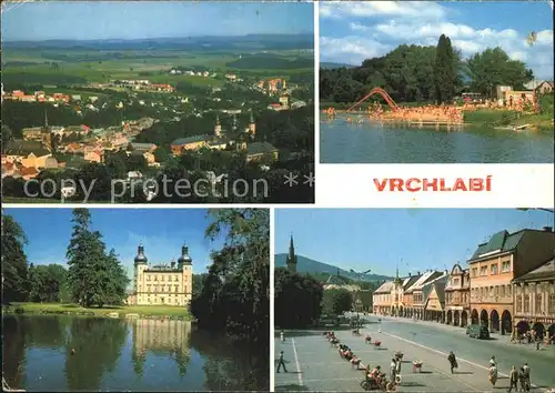 Vrchlabi Schloss am See Strand Fliegeraufnahme Kat. Hohenelbe