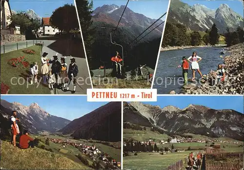 Pettnau Tirol Sessellift Partie am Bach  Tracht Kat. Pettnau
