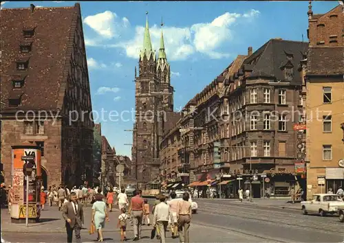 Nuernberg Koenigstrasse mit St. Lorenzkirche Kat. Nuernberg