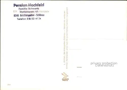 Berchtesgaden Pension Hochfeld Kat. Berchtesgaden