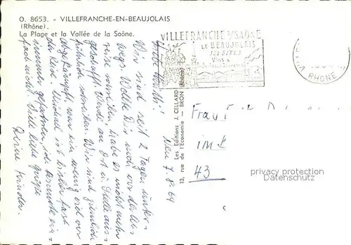 Villefranche en Beaujolais La Plage st la Vallee de la Saone