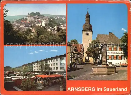 Arnsberg Westfalen Stadttor Brunnen Markt Panorama Kat. Arnsberg