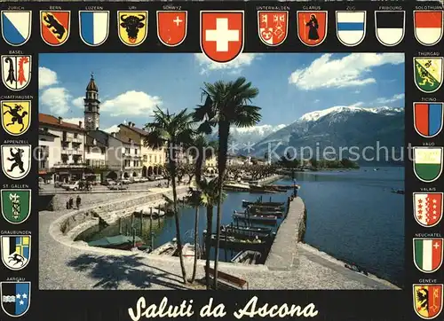 Ascona Lago Maggiore Wappenkarte Stadtansicht