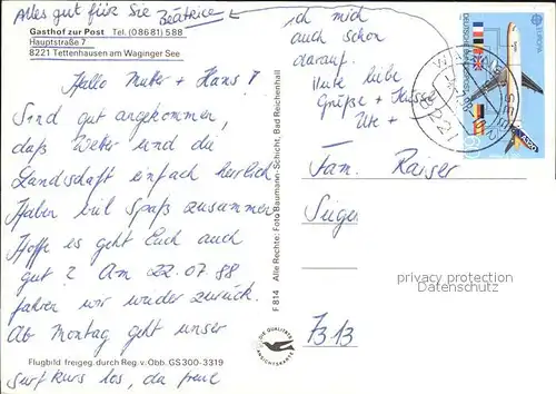 Tettenhausen Waginger See Gasthof zur Post Luftaufnahme  Kat. Waging a.See