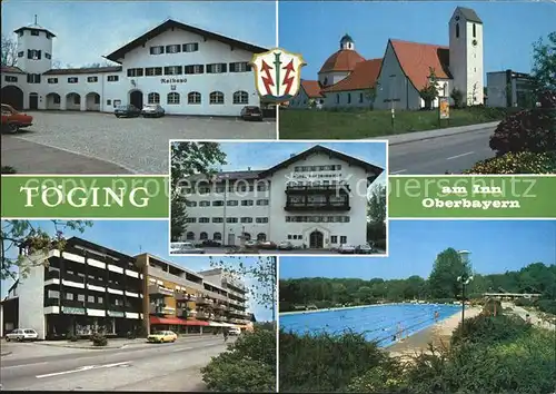 Toeging Inn Rathaus Kirche Stadtansicht Kat. Toeging a.Inn