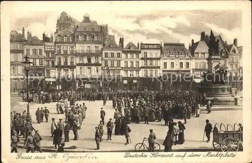 Saint Quentin Aisne Deutsches Konzert auf dem Marktplatz Kupfertiefdruck