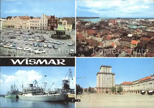 Wismar Mecklenburg Am Markt ueberseehafen Platz des Friedens Teilansicht 