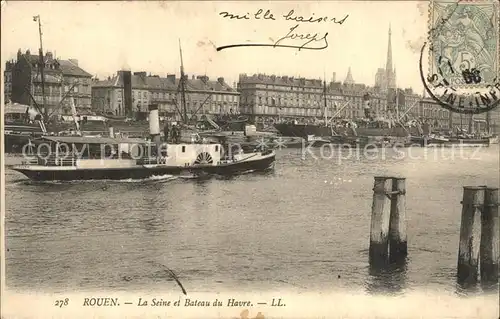 Rouen La Seine et Bateau du Havre Kat. Rouen