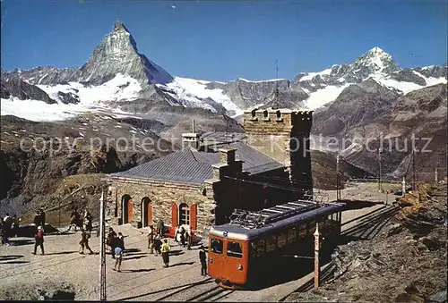 Zermatt VS Station Gornergrat mit Matterhorn und Dent Blache Kat. Zermatt