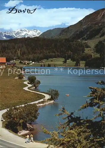 Davos GR Spazierweg um den Davosersee Blick gegen Hoehwald und den Rhaetikon Kat. Davos