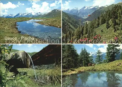 Pischa Davos Fluss See Brunnen Seilbahn Kat. Pischahorn