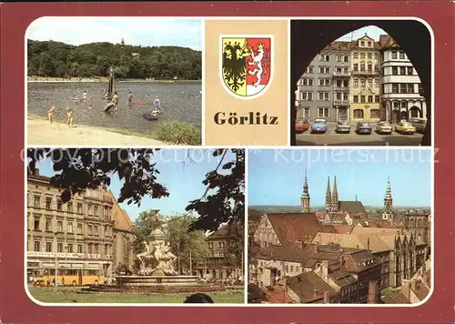 Goerlitz Sachsen Volksbad Haeuser der Zeile Zierbrunnen Platz der Befreiung Altstadt Kat. Goerlitz