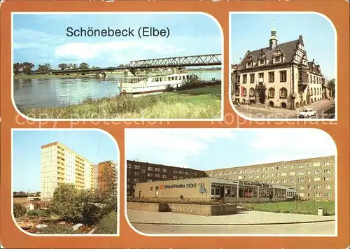 Schoenebeck Elbe Ernst Thaelmann Bruecke Rathaus Kaufhalle Sued Kat. Schoenebeck