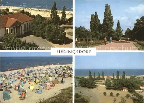 Heringsdorf Ostseebad Usedom Kulturhaus Kurpromenade Strand Kurpark mit Musikpavillon  Kat. Heringsdorf