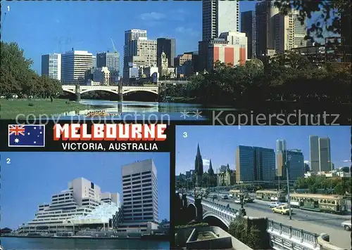 Melbourne Victoria Skyline Yarra River World Trade Center Trams of Princes Bridge Kat. Melbourne