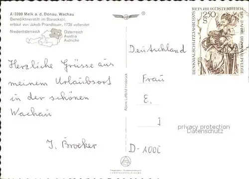 Melk Donau Benediktinerstift Fliegeraufnahme Kat. Melk Wachau