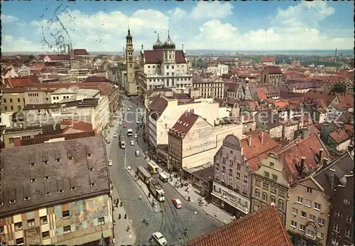 Augsburg Maximilianstr mit Rathaus und Perlachturm Kat. Augsburg