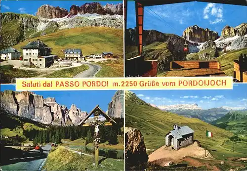 Passo Pordoi Teilansichten Seilbahn Wegekreuz Kapelle Kat. Italien