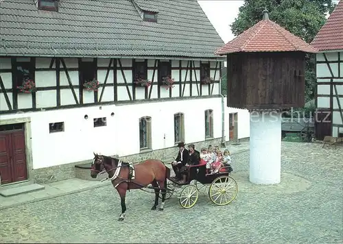 Wyhra Neukirchen Volkskundemuseum Hofansicht Pferdekutsche