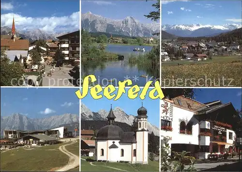 Seefeld Tirol Ortsansicht Panorama Seilbahnstation Kirche Hotel Kat. Seefeld in Tirol