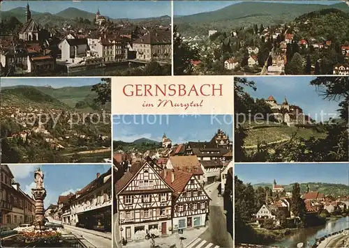 Gernsbach Panorama Brunnen Ortsmotive Kat. Gernsbach