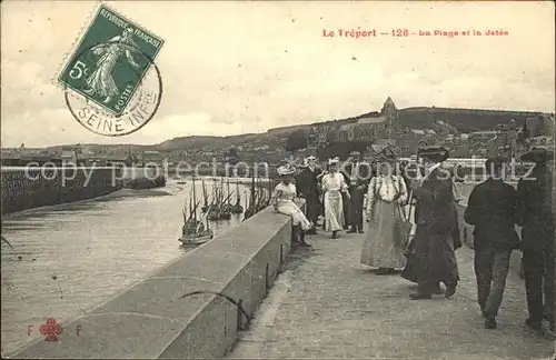 Le Treport La Plage et la Jetee Kat. Le Treport