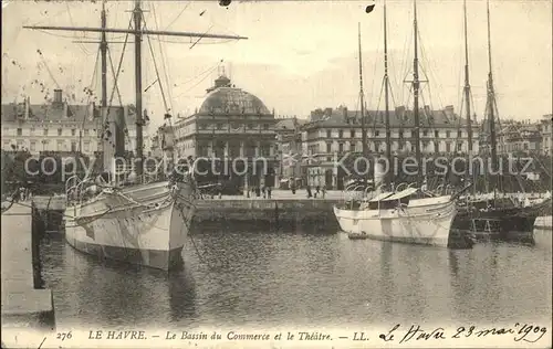 Le Havre Bassin du Commerce Bateaux et le Theatre Kat. Le Havre