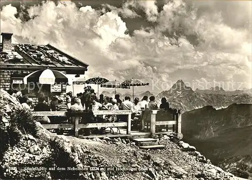 Nebelhorn Gipfelhuette mit Hochvogel Kat. Oberstdorf