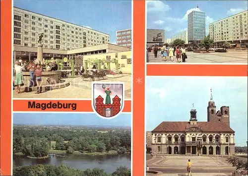 Magdeburg Eulenspiegelbrunnen Karl Marx Strasse Kulturpark Rotehorn Rathaus Kat. Magdeburg