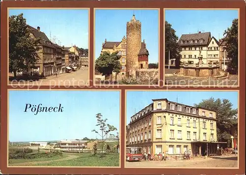 Poessneck Schuhgasse Weisser Turm Markt Hotel Posthirsch Kat. Poessneck