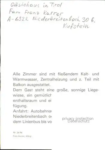 Kufstein Tirol Gaestehaus Karrer Kat. Kufstein
