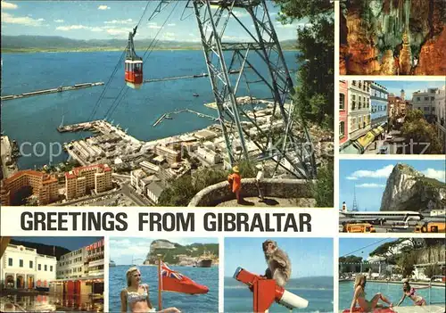 Gibraltar Luftseilbahn Affe Flughafen  Kat. Gibraltar