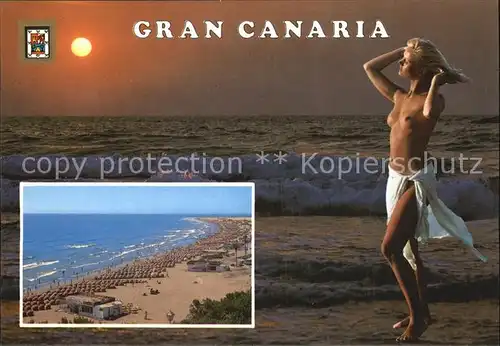 Playa del Ingles Gran Canaria Nackte Schoenheit Strand Mondschein Kat. San Bartolome de Tirajana