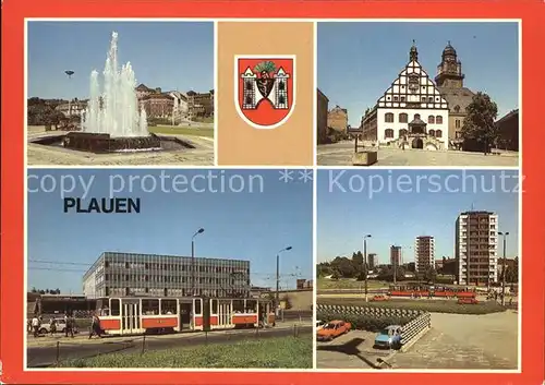 Plauen Vogtland Springbrunnen Rathaus Oberer Bahnhof Punkthaeuser Kat. Plauen