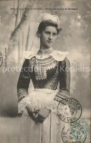 Scaer Jeune fille Etude des Coiffes de Bretagne Costumes Trachten Kat. Scaer