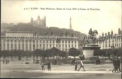 Lyon France Place Bellecour Statue de Louis XIV Coteau de Fourvieres Kat. Lyon