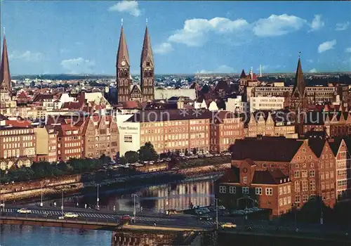 Bremen Buergermeister Smidt Bruecke Weserpartie Stadtblick Kat. Bremen